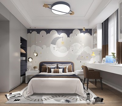 现代男孩儿童房3D模型下载